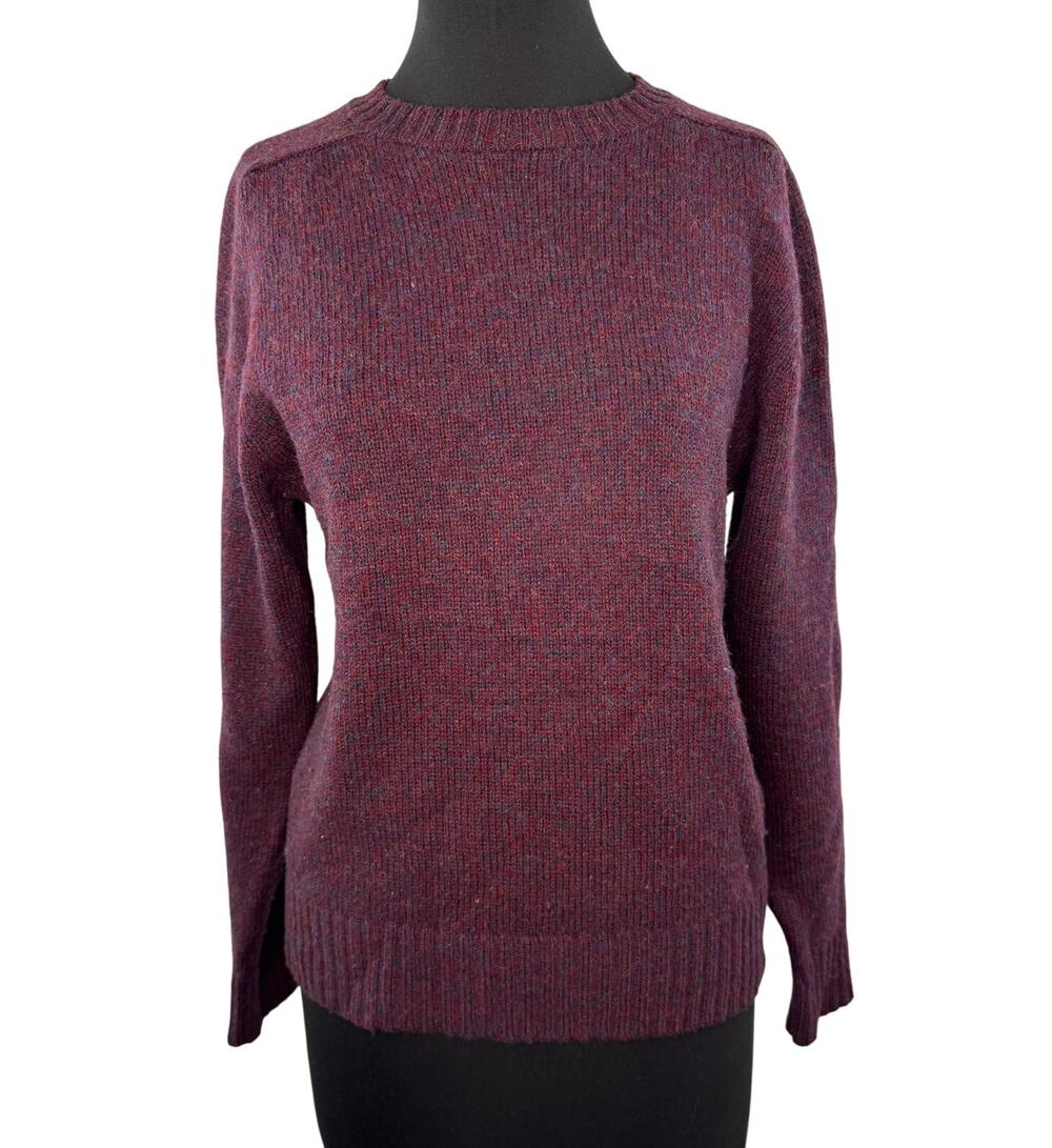 VINTAGE Northern Isles Purple Sweater Wool Rib Knit Raglan Sleeve M Medium VTG